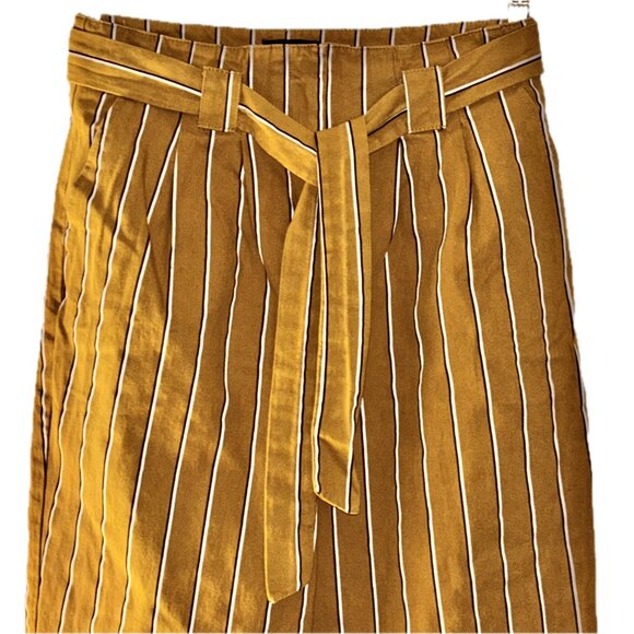 Topshop Striped Paper Bag Pants Mustard Black Womens Size US 8 - Picture 6 of 9